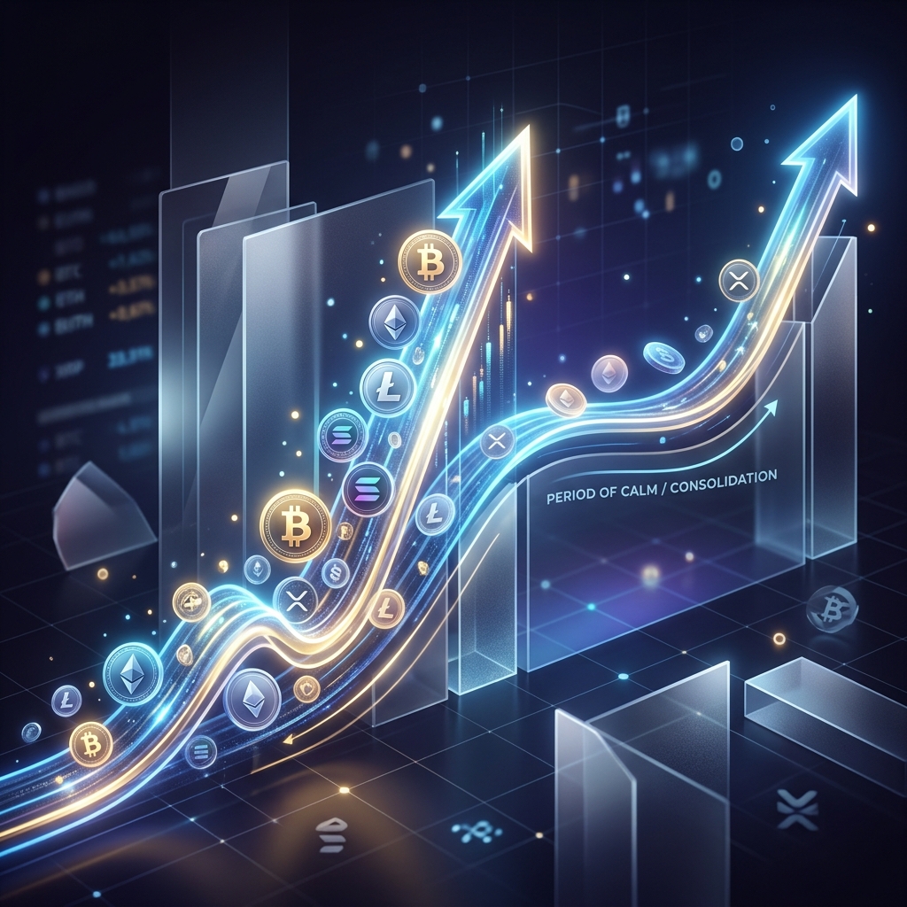 Gráfico representando os ciclos de mercado e linha de tendência cripto