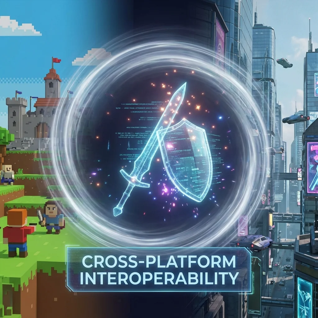 Digital sword floating and transitioning between a pixelated world and a realistic world